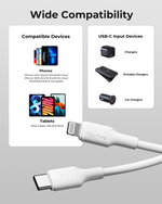 Voltme Powerlink EDC Series Type-C To Lightning Cable - 30W PD Super Fast Charging, 480Mbps Data Transfer, 3A, 1.2M - White