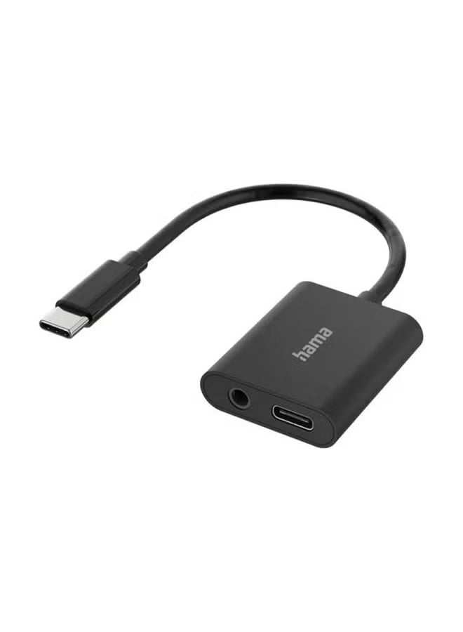 Hama Audio Adapter, 2 in 1, USB-C Plug - 3.5 mm Jack / USB-C Socket, Audio + Cha