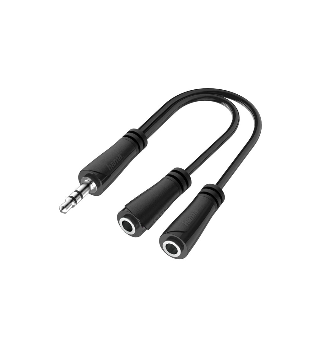 Hama Audio Splitter, 3.5 mm Jack Plug - 2 x 3.5 mm Jack Socket, Stereo