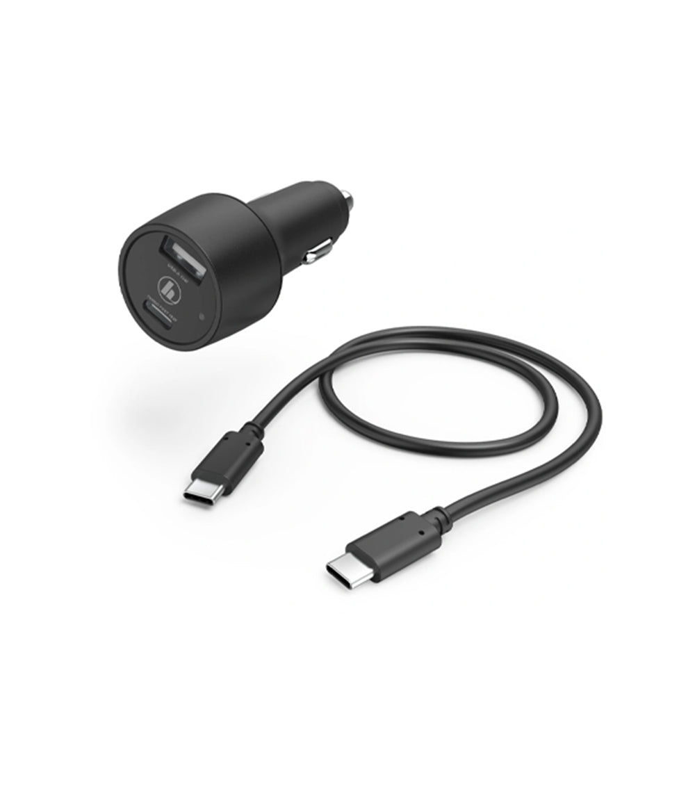 Hama Car Charging Kit, USB-C, USB-A, PD / Qualcomm®, 30 W, USB-C Cable, 1 m.