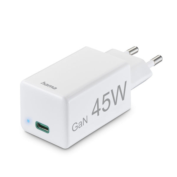 Hama Fast Charger, USB-C, PD/Qualcomm®/GaN, 45 W, white