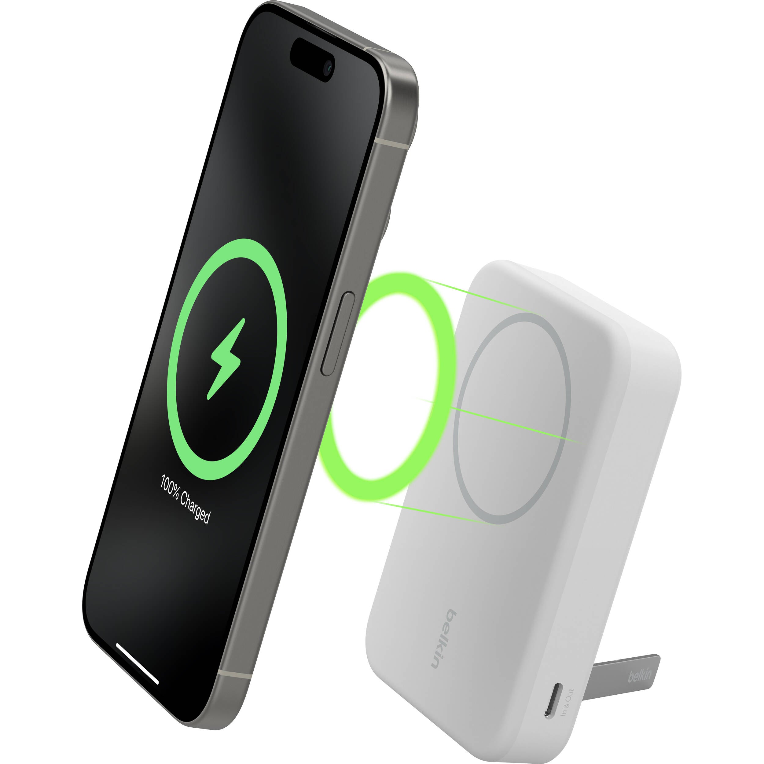 Belkin BoostCharge Qi2 Magnetic 15W Wireless Power Bank 10K + Stand, for iPhone 16/15/14/13/12