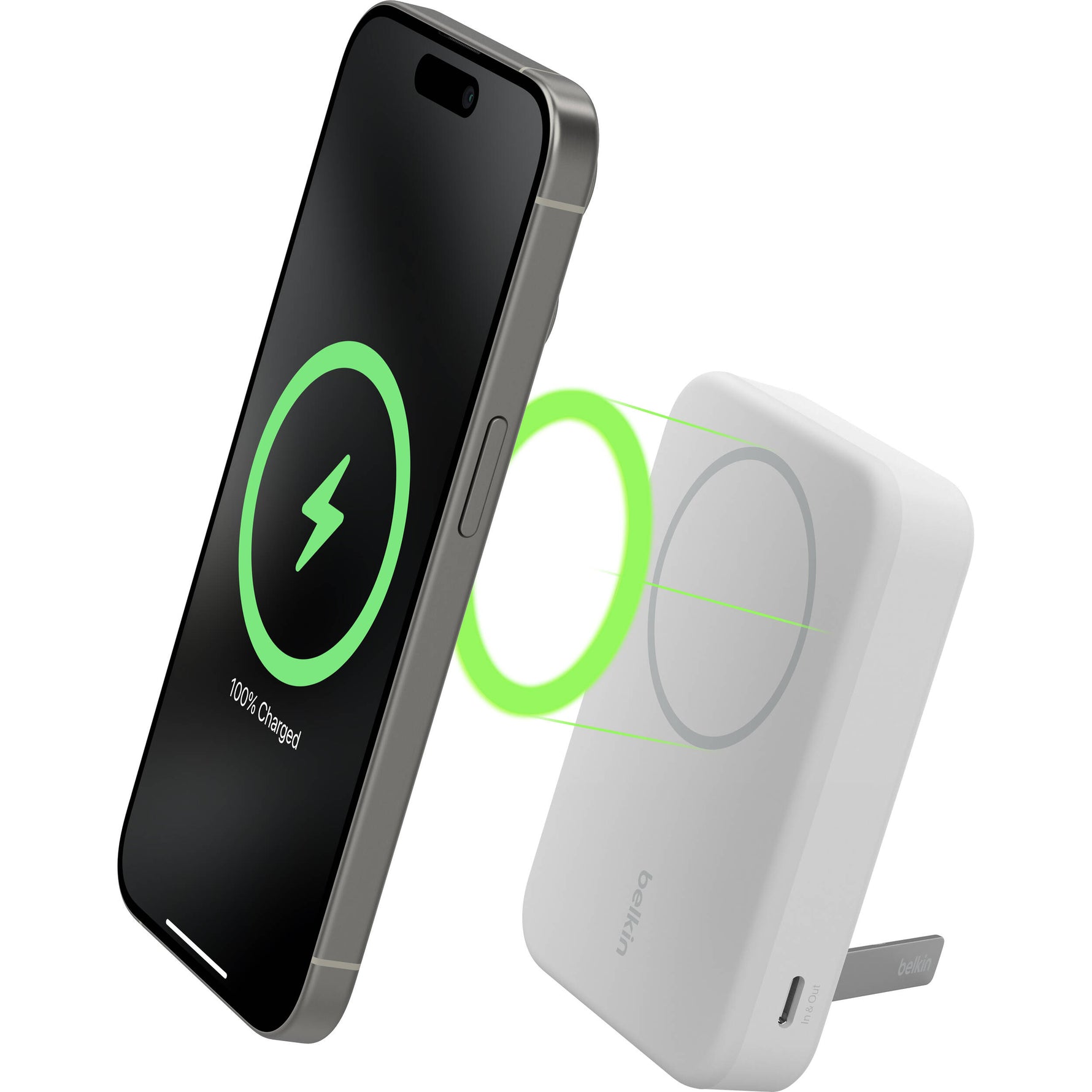 Belkin BoostCharge Qi2 Magnetic 15W Wireless Power Bank 10K + Stand, for iPhone 16/15/14/13/12