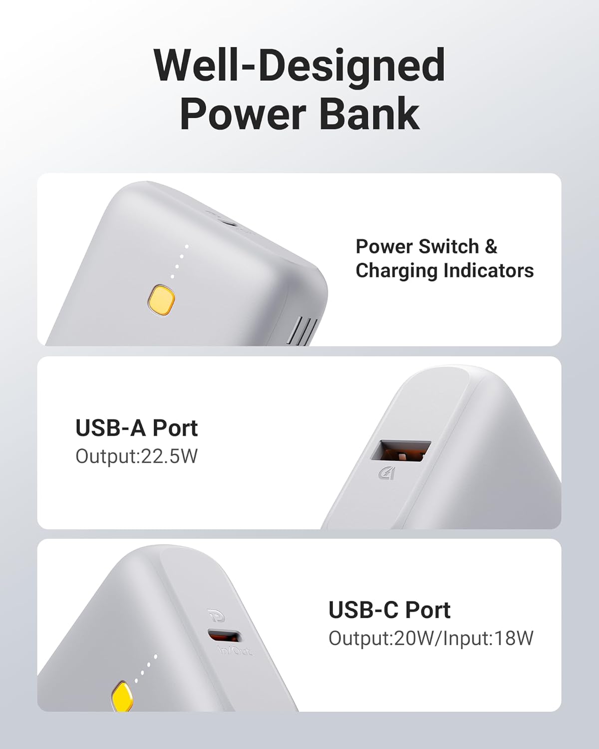 VOLTME Hypercore 10K Lite 10,000mAh Fast Charging Power Bank PD 3.0, Type-C & USB-A Ports – 22.5W  Black