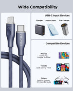 Voltme Powerlink Rugg Double Nylon Cable Type C to Type C 3A - 1.8M (60W) Blue