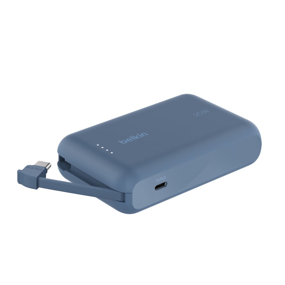 Belkin'BOOSTCHARGE POWER BANK 10K WITH INTEGRATED CABLE - Blue