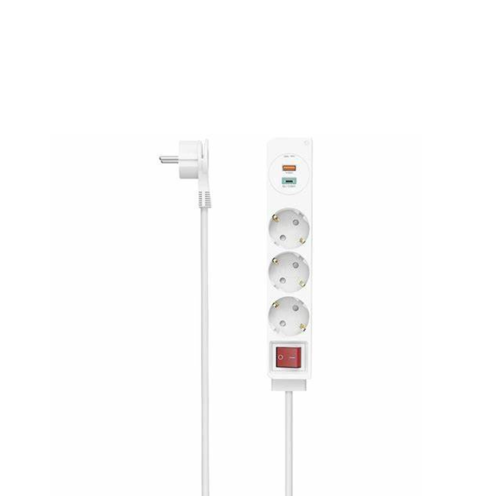 Hama Power Strip, 3-Way, USB-C/A 18 W, PD/QC™, Switch, Flat Plug, 1.4 m