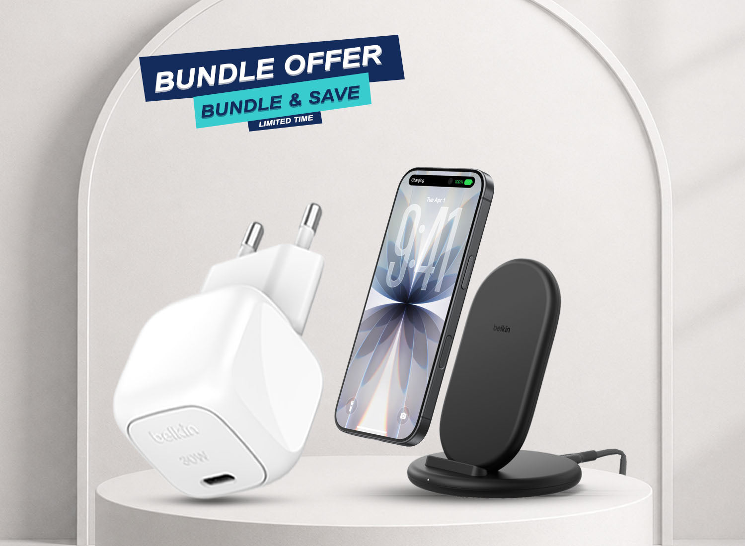 Belkin BoostCharge Complete Charging Bundle — Wireless Stand + 30W Wall Charger