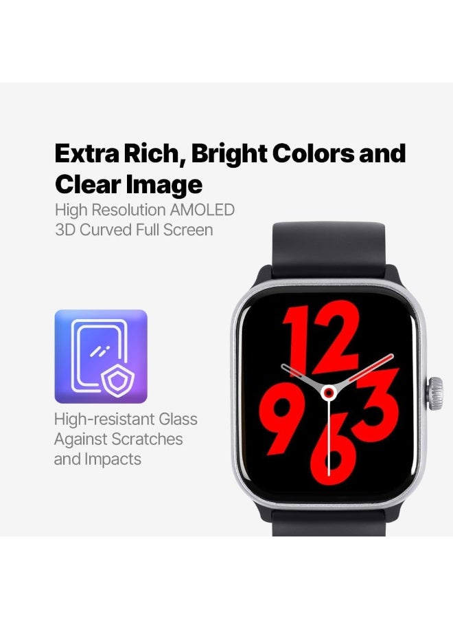 ttec Tempus Pro 47mm AMOLED Screen Regtangular Casing Smart Watch, Black