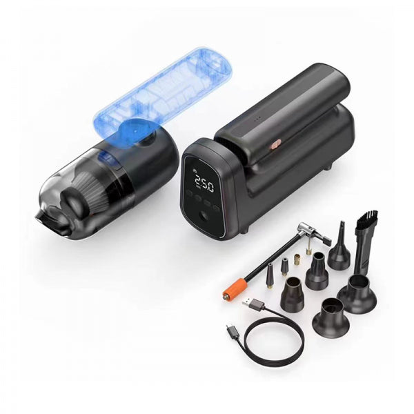 WIWU Wi-Ai002 5X1  Vacum Cleaner ( Suck&Blow ) , Air Pump & Flash Light Black